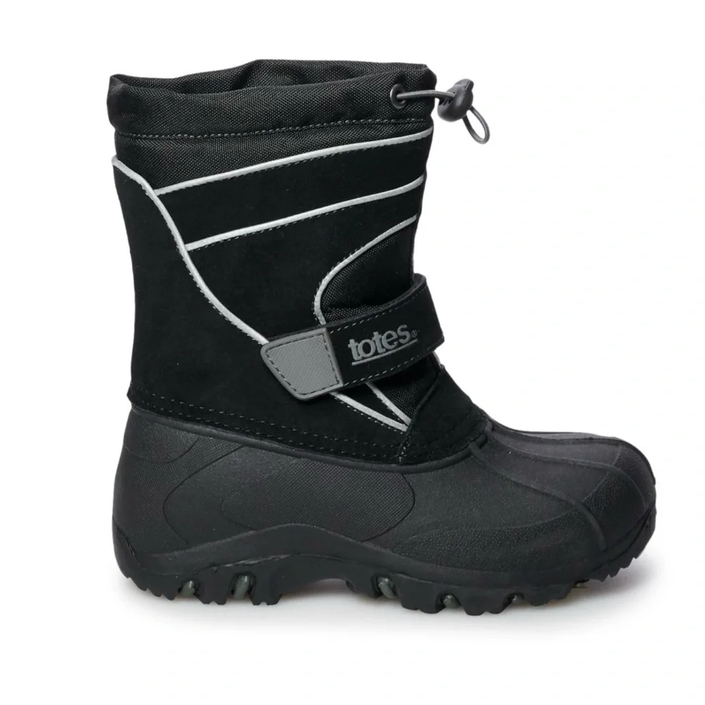 Totes Kids Black and Gray Snow Boots Size 1